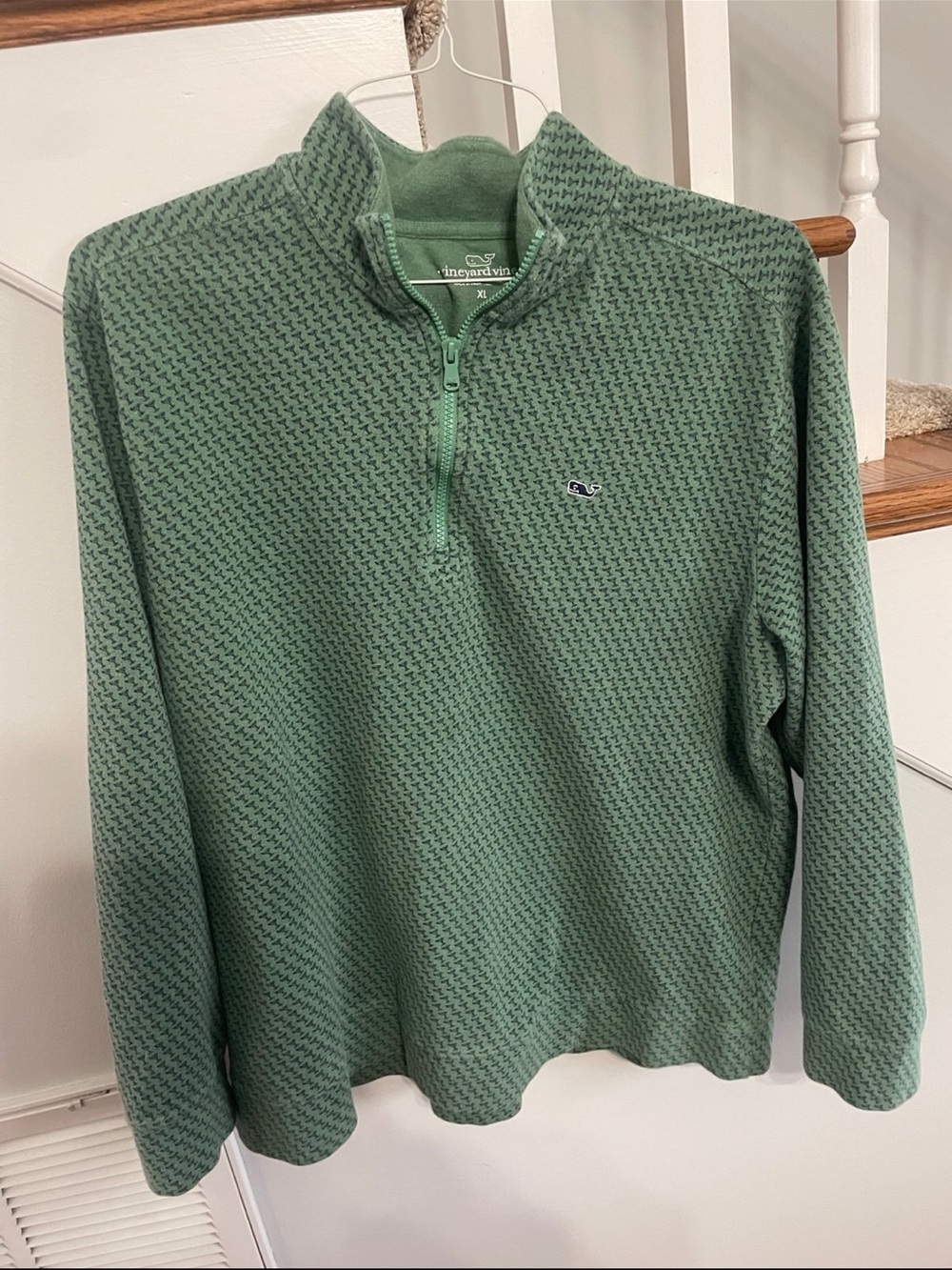 Vineyard Vines Men's Green Quarter-Zip Sweater - Classic Pullover XL